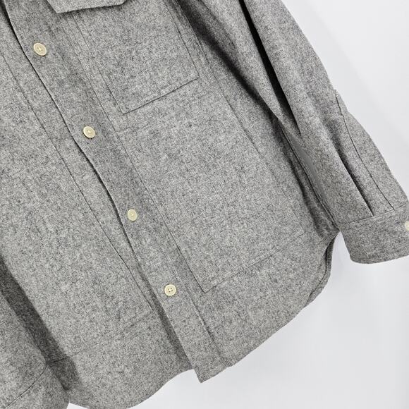 Wallace & Barnes Shirt Jacket Gray Wool Flannel Button Up Pockets Hunting Size M - Picture 3 of 7